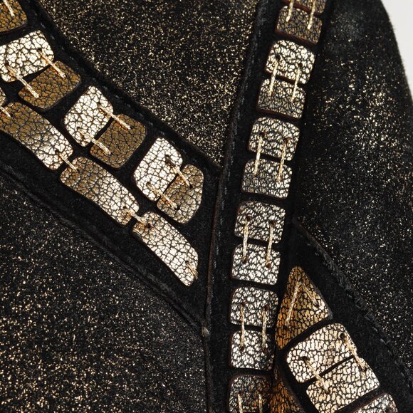 Roberto Cavalli Embellished Black Gold Sheepskin Jacket - Picture 6 of 11